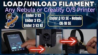 How to LOAD/UNLOAD Filament on Creality Ender 3 V3/KE/Plus, CR10-SE, and Nebula Pad - 3D Printer