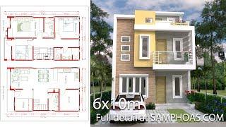 Sketchup Home Design Plan 6x10m with 4 Rooms