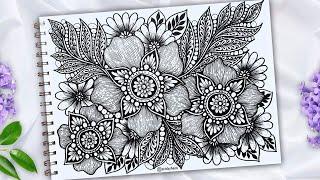 Zentangle Flower Drawing | Flower Drawing