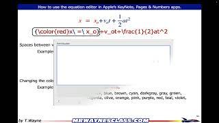 02 Changing and equation's color and  size in the Equation Editor in Keynote, Pages and Numbers