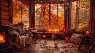 Enjoy the fall air in a cozy cabin - Soothing piano and fireplace for relaxation