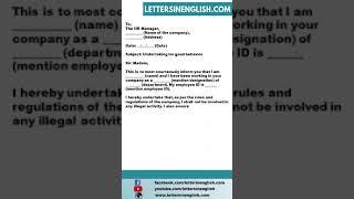 Letter of Undertaking to be of Good Behavior at Work