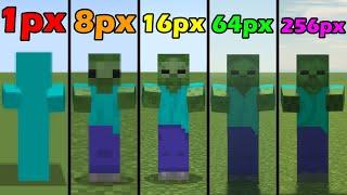 zombie in 1px vs 8px vs 16px vs 64px vs 256px