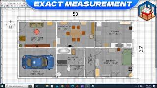 How to create a 50 x 25 House Plan in Sweet Home 3D with Exact Measurements