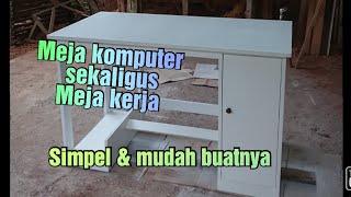 Cara buat meja komputer / meja kerja simpel minimalis (full kayu)