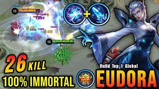 26 Kills!! OP Lifesteal Eudora 100% IMMORTAL - Build Top 1 Global Eudora ~ MLBB