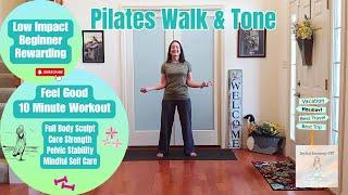 10 Minute Indoor Walking for Stress Relief | Beginner Pilates | Positive Mindset | Total Body Bliss