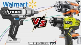 Cordless Low-Budget Impact Battle: Hart v Ryobi v Ridgid Dyno Graphs