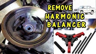 How to Remove Harmonic Balancer | 2002 - 5.3 LS Chevy Engine | Using a 3 Jaw Puller