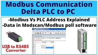 How to receive data in PC from Delta PLC by Modbus | Delta PLC Modbus Address | English