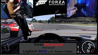 Logitech G920 -  Forza Motorsport - Grand Oak multiplayer practice - Wheel/Shifter/Pedal Cam