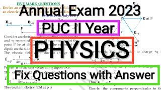 PUC II Year - PHYSICS - Fix Questions with Answer