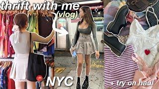 THRIFT WITH ME IN NEW YORK CITY ⭐️ vlog + try-on haul!