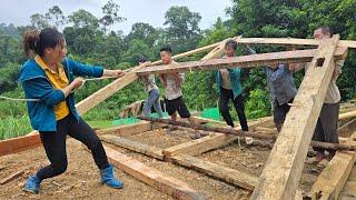 Thank you to the kind neighbors who helped build the frame and roof to complete the wooden house