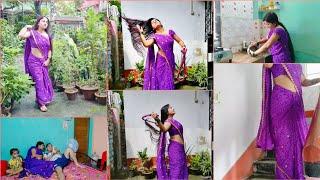 Saree Vlog - 4 | Full Day Saree Vlog Morning To Night | Indian House Wif | @IndianVloggerPuja