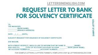 Request Letter to Bank for Solvency Certificate – How To Write Letter To Bank Manager