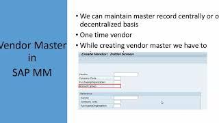 Vendor Master In SAP MM | SAP Vendor Master T Code