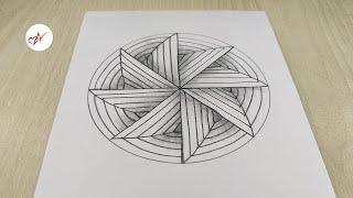 How to draw 3d flower optical illusion easy | Pencil sketch drawing step by step