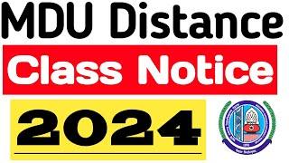 Mdu Distance Class Notice Out 2024 | Mdu Distance class Start Notice Out | Mdu DDE Class 2024