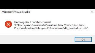 How to fix Error in Connecting Microsoft Access to Visual Studio 2019.