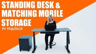 MojoDesk Workspace: Electric Standing Desk and Matching Mobile Storage Bundle