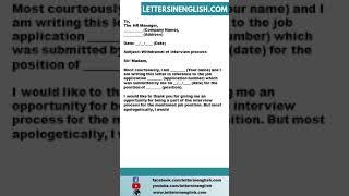 Sample Request Letter to Withdraw Application from the Interview Process