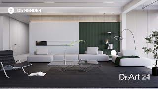 Tutorial: Created Realistic Living Room Rendering Within 12 Mins | D5 render