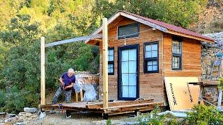 One Man Builds a DECK For a Wooden Tiny House