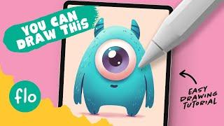 Learn to Draw a Cute Monster on your iPad - Easy Procreate Tutorial