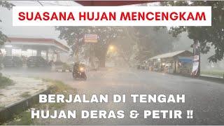 WALKING IN THE MIDDLE OF HEAVY RAIN & LIGHTNING ‼️ This is the Atmosphere of Sunda Village in Banjar