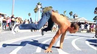 Bboy Kiki  doing a set of flares and footwork at Newport Beach The Flying Tortillas