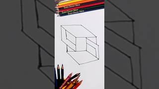 Easy 3d Shape | No scale or Graf line #drawing #shorts