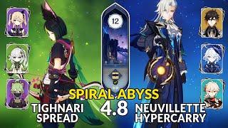 New 4.8 Spiral Abyss│Tighnari Spread & Neuvillette Hypercarry | Floor 12 - 9 Stars | Genshin Impact