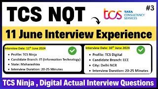 TCS 11th June Candidate Interview Experience | TCS Ninja & Digital Interview Experience | All Ques