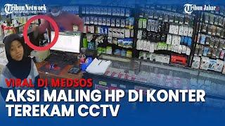 Viral Pria Maling HP di Sebuah Konter di Indramayu, Aksinya Terekam CCTV, Tangannya Cepat Gasak HP
