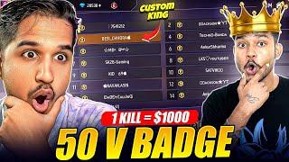 50 V BADGE YOUTUBERS VS CUSTOM KING  Ft.@DesiGamers_  - Garena Free Fire