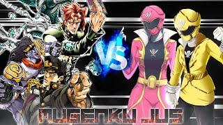 Jotaro & Kakyoin v1.2 vs Gokai Yellow & Gokai Pink [JoJo vs Gokaiger] in MUGEN JUS