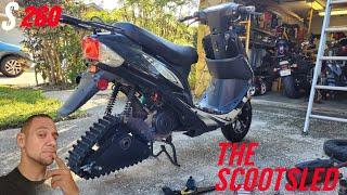 50cc-150cc Chinese #ScootSled Build Part 3 Putting The Track On For The First Time