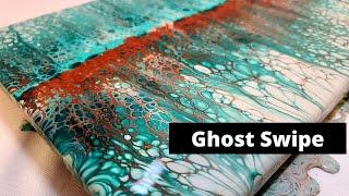 Ghost Swipe Acrylic Pour - Rustic Teal & Copper - Fluid Art