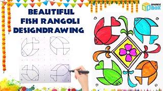 Beautiful Fish Rangoli Design #shorts #beautifulfishrangolidesign #rangolidesigns #sparklebox