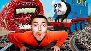 TRAIN EATER ET THOMAS LE TRAIN M'ÉCRASE SUR LES RAILS DANS LA VRAIE VIE ! Train Eater vs Thomas.exe