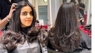 Multi layer cut with curtains bangs//Layer cut //layer cutting tutorial ‍️‍️‍️