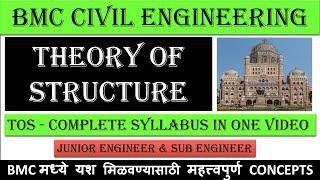 Theory of structure | TOS full syllabus quick revision | BMC Civil Engineering | JE & SE