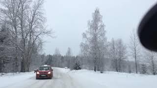 Heading to home from work || Winter Driving on Snow Road  in north Sweden 2019.