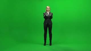 blond women full body looking up isolated green screen | Video Stocks