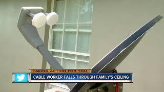 Family switched to Dish Network, ran into problems when tech fell through the ceiling