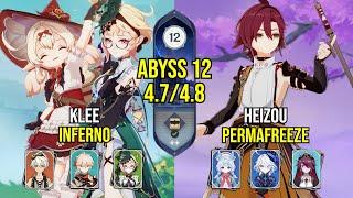 C1 Klee - Emilie Inferno & C3 Heizou Permafreeze | Spiral Abyss 4.8 - 4.7 | Genshin Impact