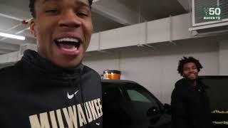 Giannis and the Bucks pranks rookie Sterling Brown by stuffing his car with popcorns