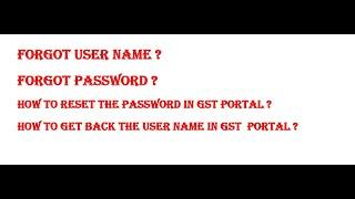 Forgot Username or Password in GST #gst #gstn