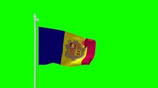 Andorra Flag Green SCREEN Close and Long Shots